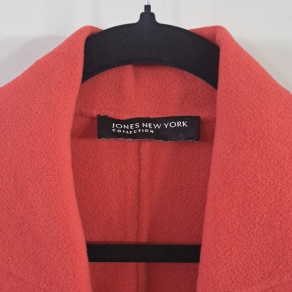 Jones New York Wool Blend Classic Warm Red Wrap Belted Jacket Fleece Oversized - Picture 2 of 11